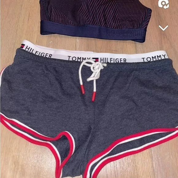 TOMMY HILFIGER DRAWSTRING LOGO WAISTBAND LOUNGE SHORTS SIZE SMALL DARK GREY - Picture 9 of 9